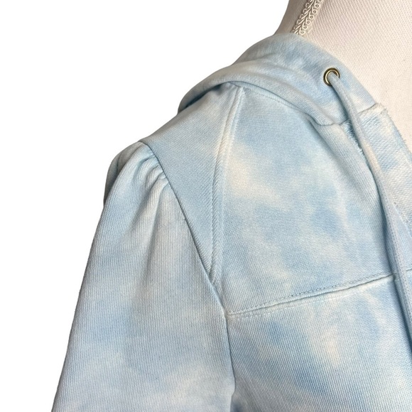 LoveShackFancy Kirby Cropped Tie Dye Hoodie Sweatshirt Pale Blue Size S - Picture 10 of 14